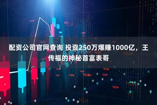 配资公司官网查询 投资250万爆赚1000亿，王传福的神秘首富表哥